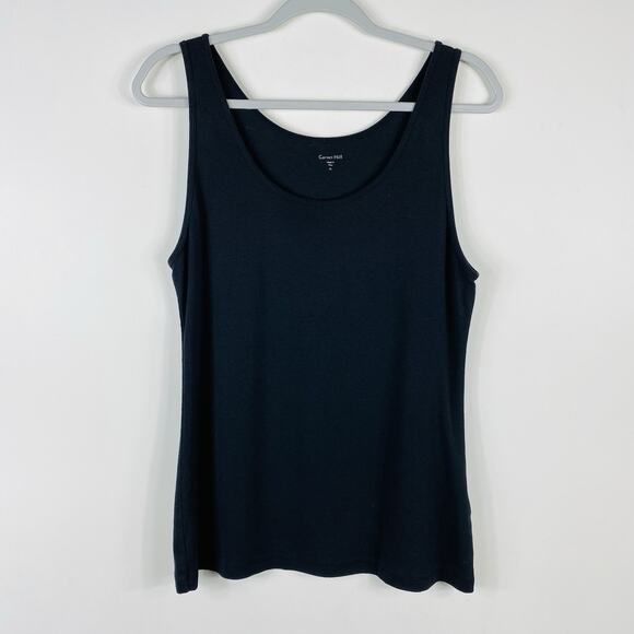 Garnet Hill Size XL Pima Cotton Layering Tank Top Black - Picture 2 of 6